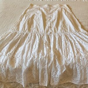 New York & Company White Eyelet A-Line Skirt